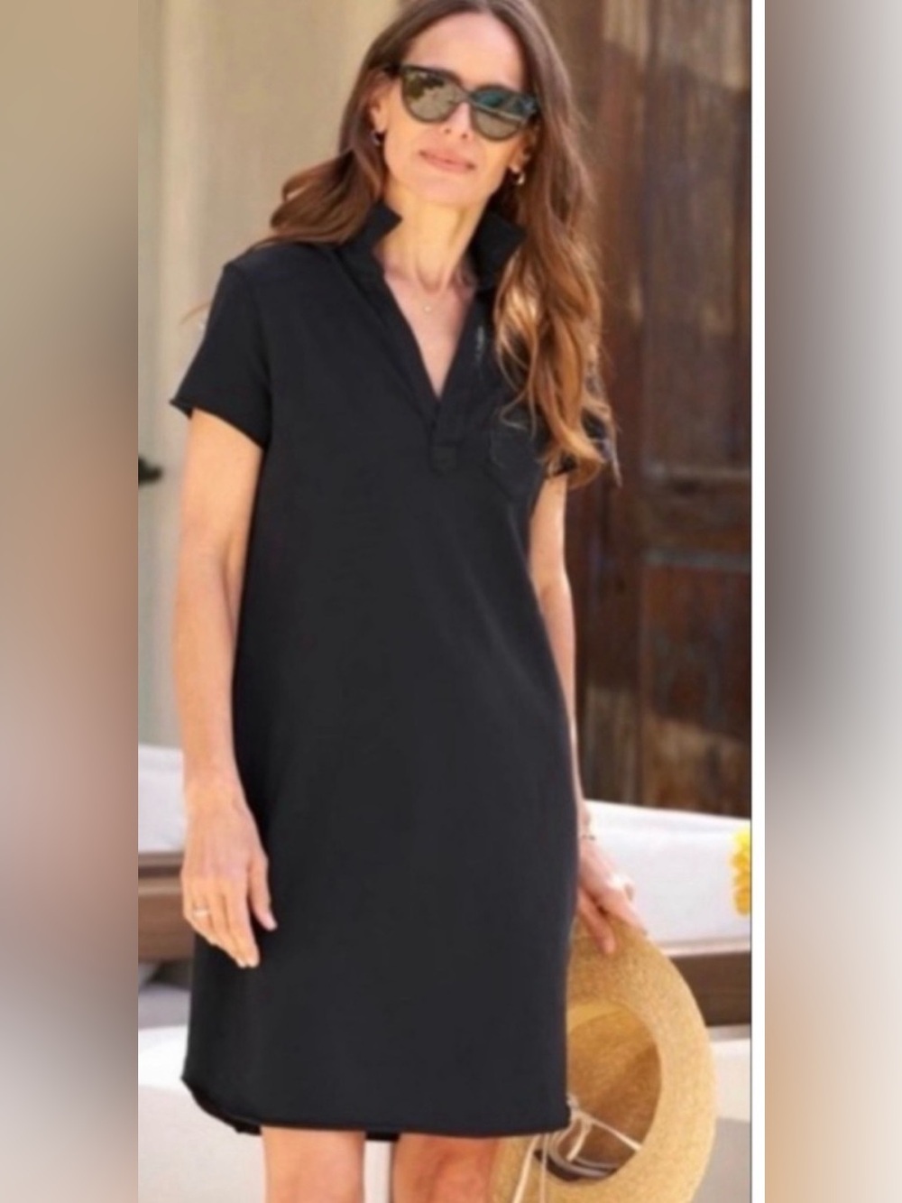 Frank & Eileen Lauren Knit Polo Dress Minimalist Casual Travel Tee Lab Large